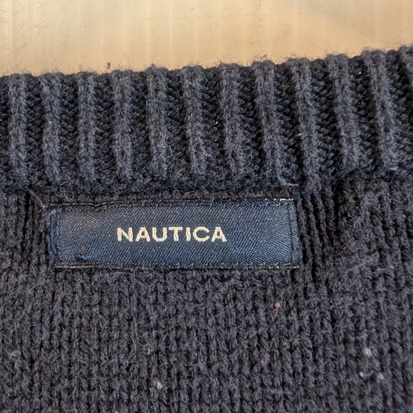 NAUTICA Men's Striped Navy & Red 100% Cotton Crewneck Sweater Size Large - Picture 10 of 12
